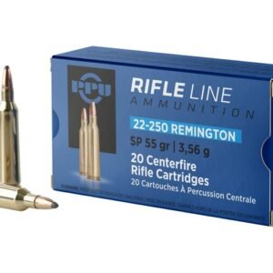 PPU 22-250 Remington Ammo 55 Grain Jacketed Soft Point Box of 1000
